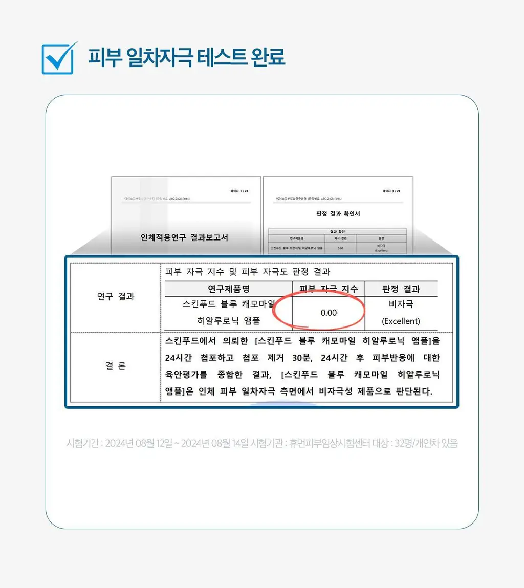 [쫀득물착앰플] 스킨푸드 블루 캐모마일 히알루로닉 앰플 50ml 상세페이지 14